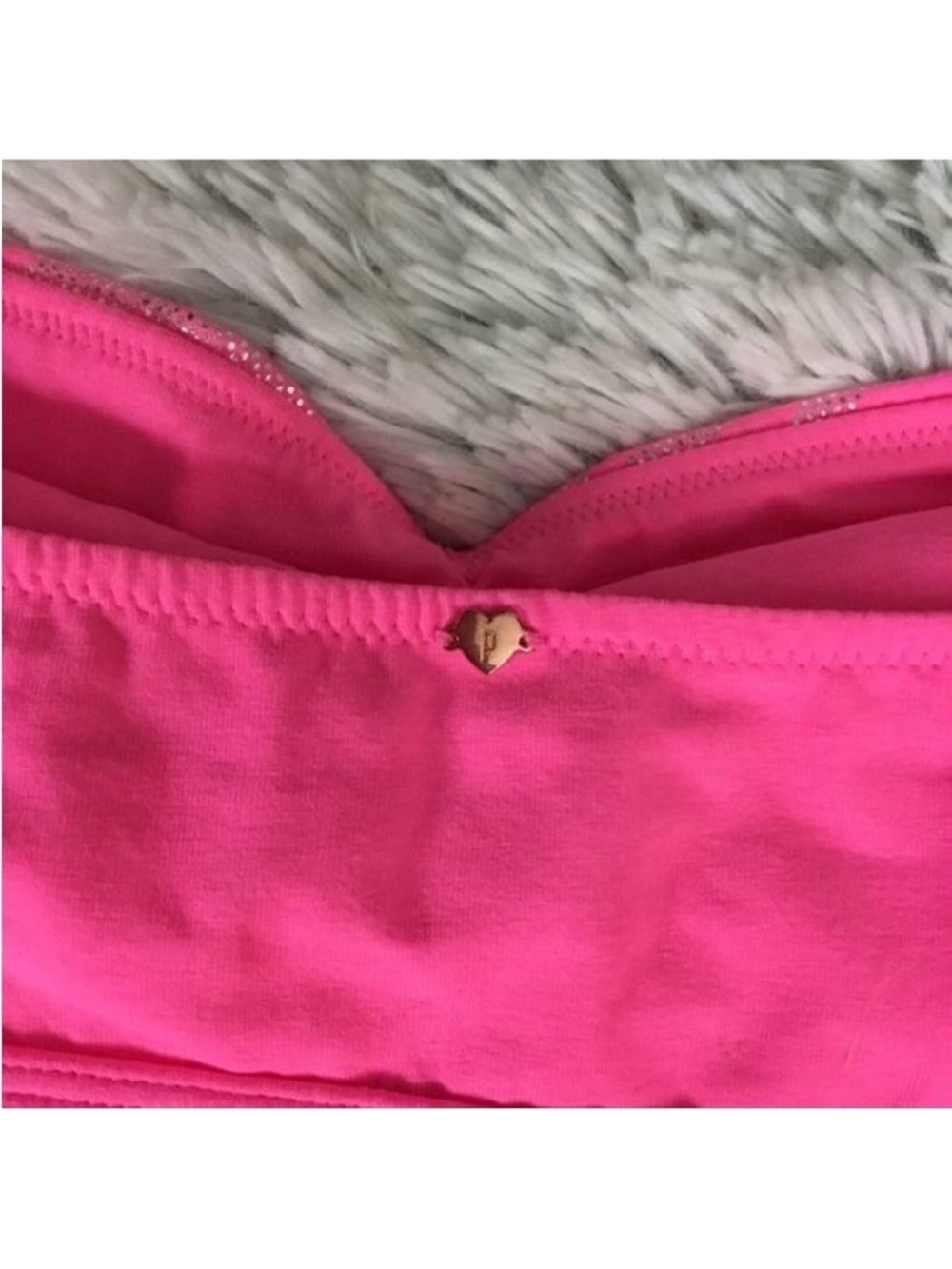 PINK Victoria’s Secret Metallic Pink Zebra Print Bandeau Tube Top Small - Picture 3 of 13